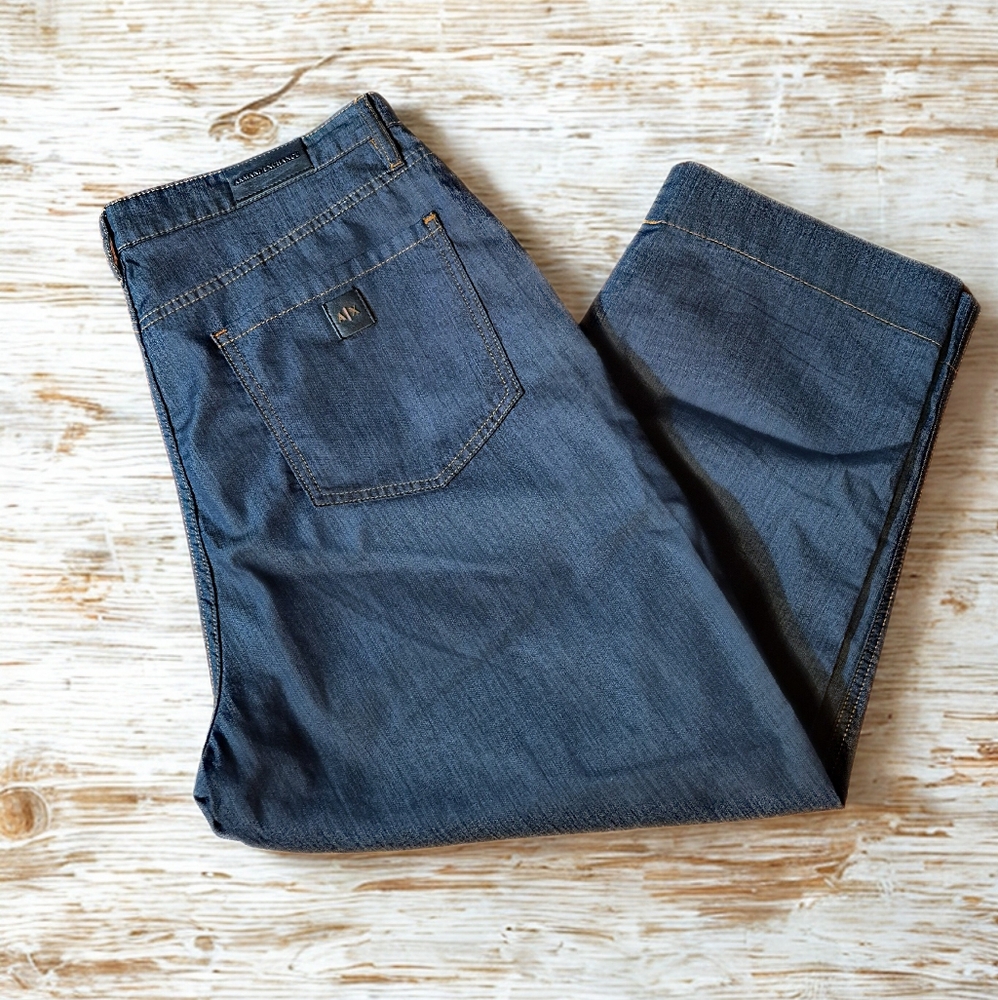 NWOT Armani Exchange J76 Blue Boyfriend Dart Jeans Premium Denim